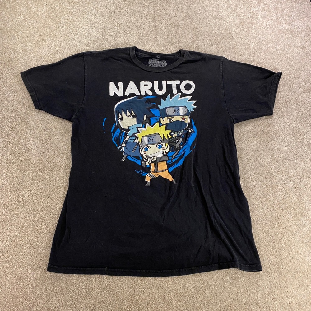Ripple Junction Naruto Shippuden Graphic T-Shirt Mens Large Black Chibi